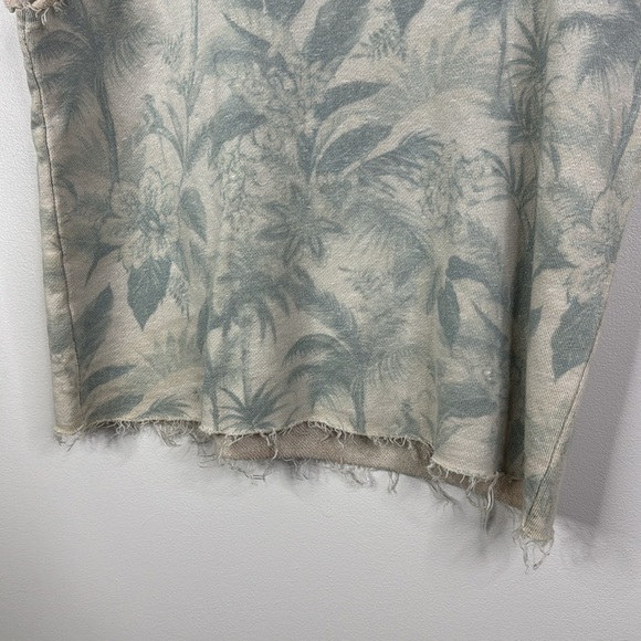 Chaser Women's Small Flutter Sleeve Raw Edge Palm Tree Terrycloth Sweatsirt Top - Picture 4 of 6